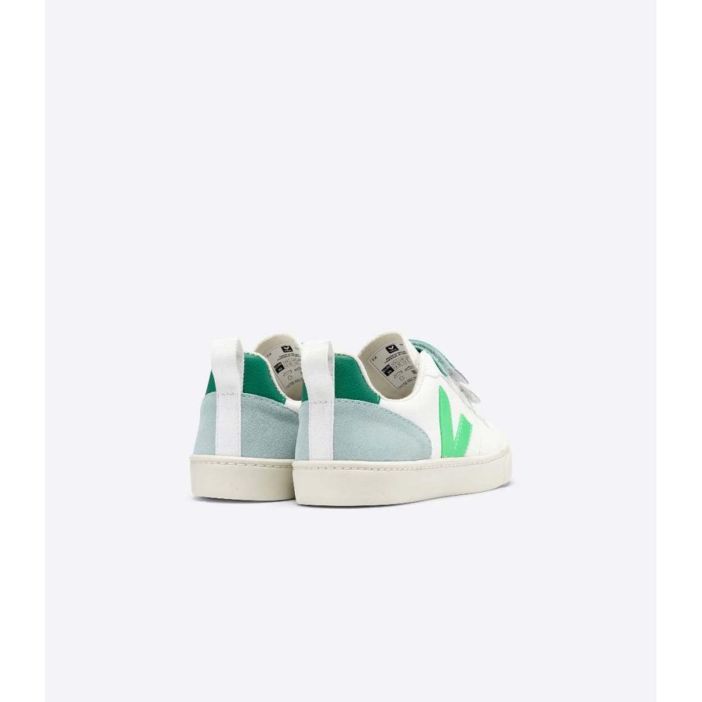 Veja V-10 CHROMEFREE Schoenen Kinderen White/Green | NL 741MQZ